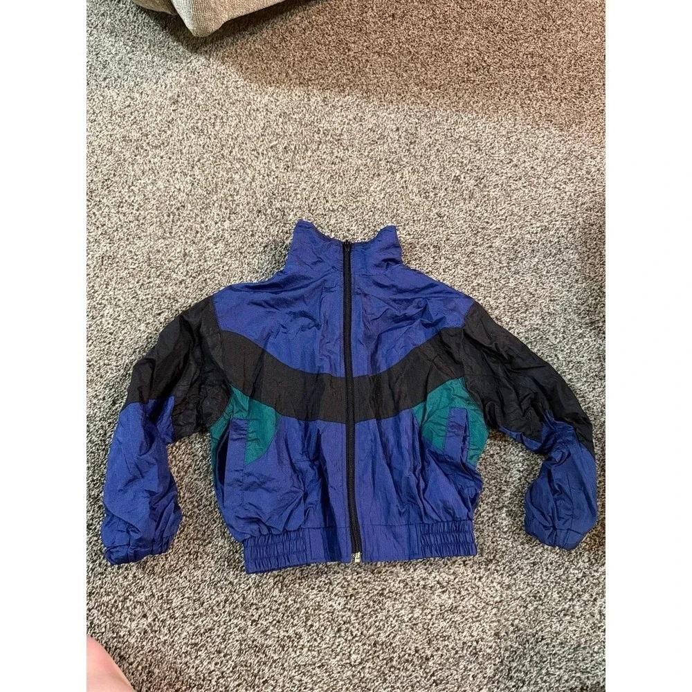 Authentic Industrie Wear Kids Blue Vintage Colorblock Windbreaker Jacket Size 4